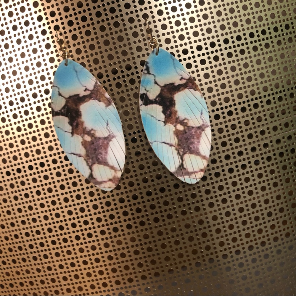 Blue and Brown Patterned Earrings
